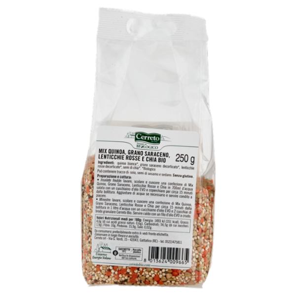Cerreto i Buoni & Veloci Mix di Quinoa, Grano Saraceno e Chia con Lenticchie Bio 250 g