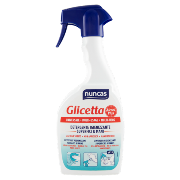 nuncas Glicetta Alcool Plus Universale Detergente Igienizzante Superfici & Mani 500 ml