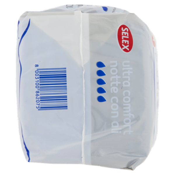 Selex Assorbenti Ultra Confort Notte con Ali Effetto Cotone in Bustine Singole 10 pezzi