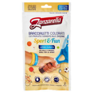 Zanzarella Braccialetti Colorati Con Profumo Sgradito Alle Zanzare Sport & Fun 2 Pz