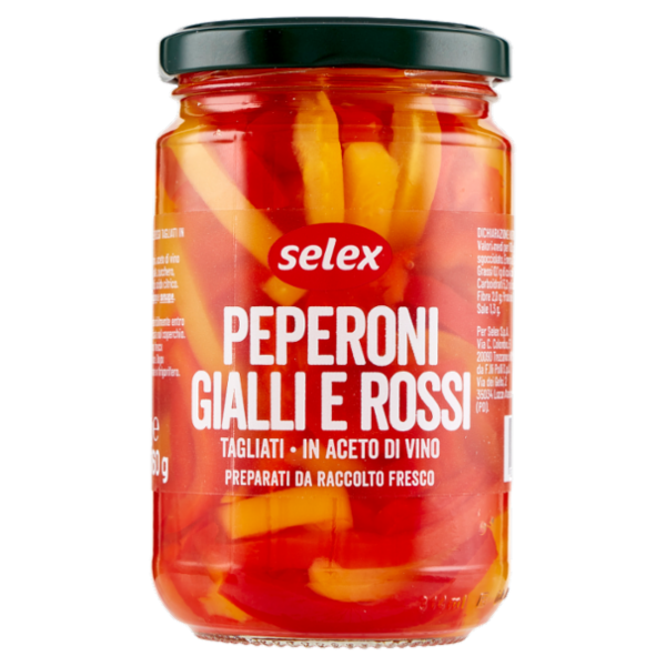 Selex Peperoni Giallo Rossi Tagliati Aromatizzati con Aceto di Vino 300 g