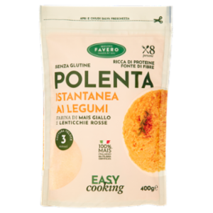 Molino Favero Polenta Istantanea Ai Legumi Farina Di Mais Giallo e Lenticchie Rosse 400 g
