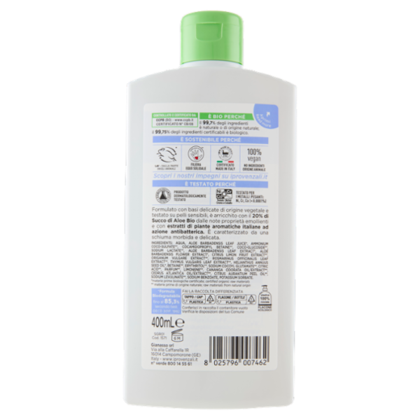 I Provenzali Bio Bagnodoccia Biologico Aloe Delicato 400 mL