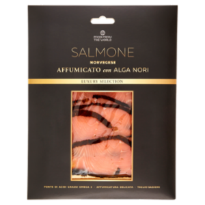 Food From The World Salmone Norvegese Affumicato Con Alga Nori Taglio Sashimi 80 g