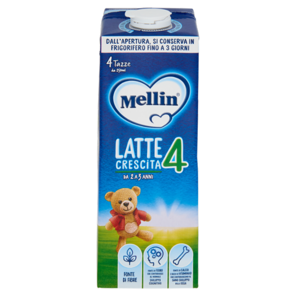 MELLIN 4 - Latte di Crescita Liquido, dal 24° mese compiuto al 36°, Fonte di Ferro, 1L