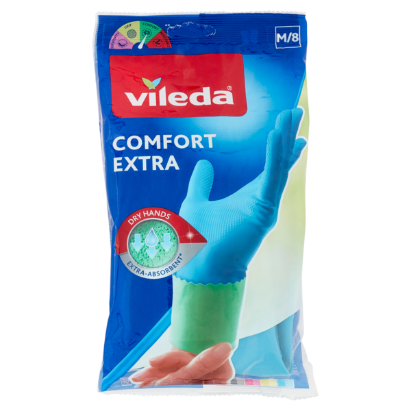 Vileda guanti casalinghi Comfort Extra in lattice, massima protezione e resistenza, taglia M