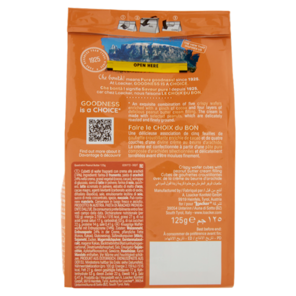 Loacker Quadratini Peanut Butter Wafer con crema al burro di arachidi Wafers 125g