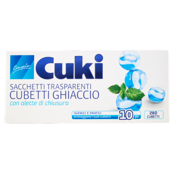 Cuki Congela Sacchetti Trasparenti Cubetti Ghiaccio con alette di chiusura 10 pz