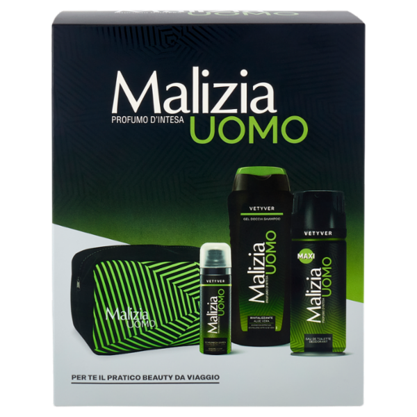 Malizia Uomo Vetyver Schiuma da Barba 50 mL + Gel Doccia Shampoo 250 mL + Edt Deodorant Maxi 175 mL