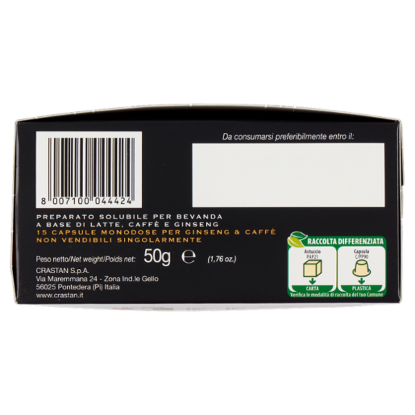 Crastan Ginseng Caffè 15 Capsule Compatibili con Macchine Nespresso* 15 x 3,3 g