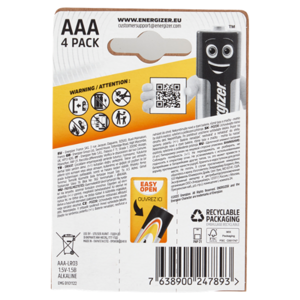 Energizer Alkaline Power AAA 4 pz
