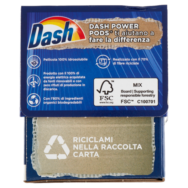 Dash Power Pods Detersivo Lavatrice In Capsule, Azione Extra-Igienizzante, 19 Lavaggi 488,3 g