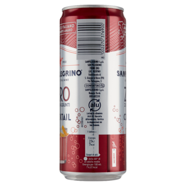 SANPELLEGRINO Cocktail Zero Zuccheri Aggiunti, Lattina 33 cl