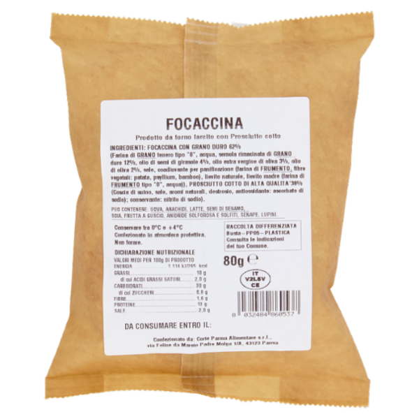 Amoretti Focaccina Prosciutto Cotto 80 g