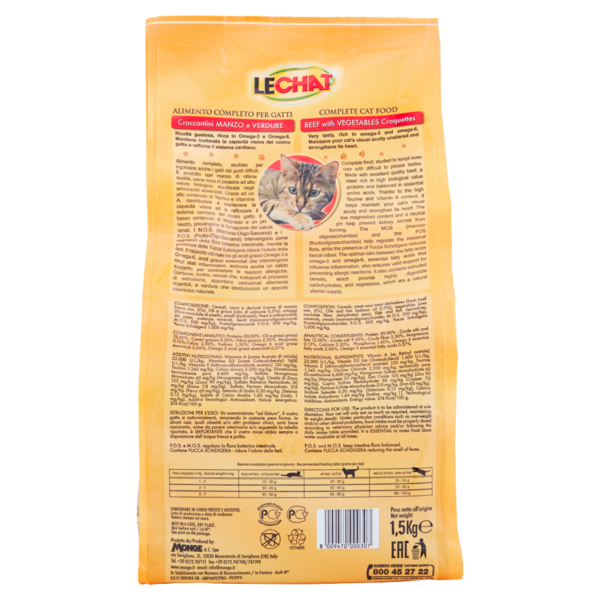 LeChat Croccantini con Carne Fresca Manzo e Verdure 1,5 kg