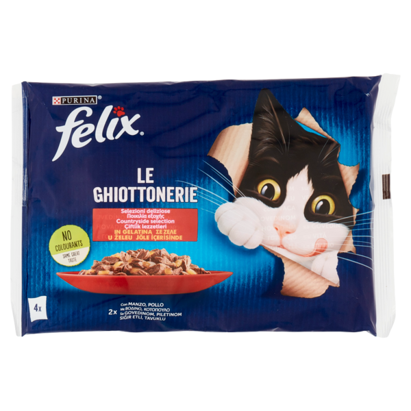 FELIX Le Ghiottonerie Selezioni deliziose in Gelatina (Manzo & Pollo) 4 x 85 g