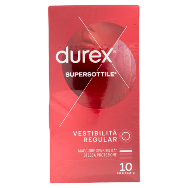 Durex SuperSottile Vestibilità Regolare Preservativi Sottili, 10 Profilattici