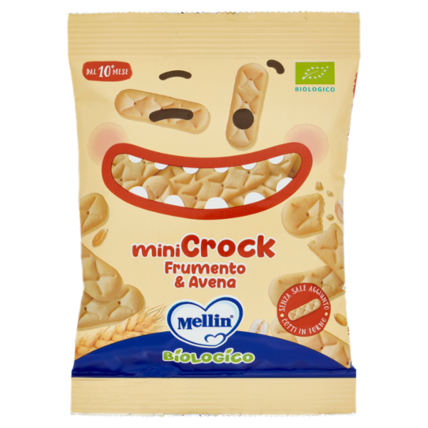 MELLIN Merenda - Snack Biologici, MiniCrock Frumento e Avena 30g