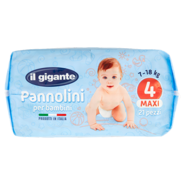 IL GIGANTE Pannolini per bambini 7-18 Kg 4 Maxi 21 pz