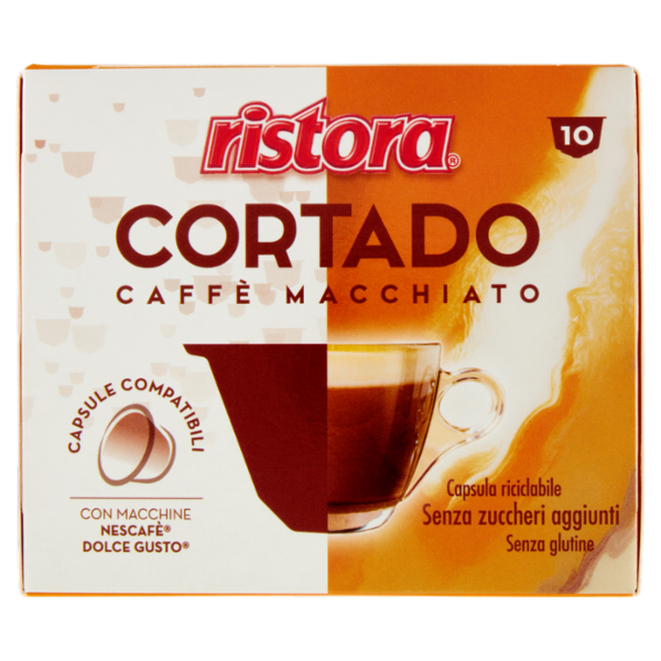 ristora Cortado Caffè Macchiato Capsule Compatibili con Macchine Nescafè Dolce Gusto 10 x 8 g