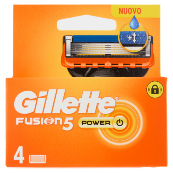 Gillette Fusion5 Power Lamette di ricambio per Rasoio da Uomo, 4 Ricariche