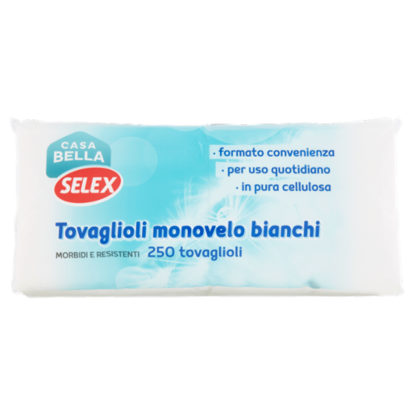 Selex Casa Bella Tovaglioli 1 Velo 33x33 cm Bianchi 250 pezzi