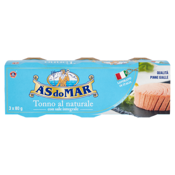 Asdomar Tonno al naturale con sale integrale 3 x 80 g