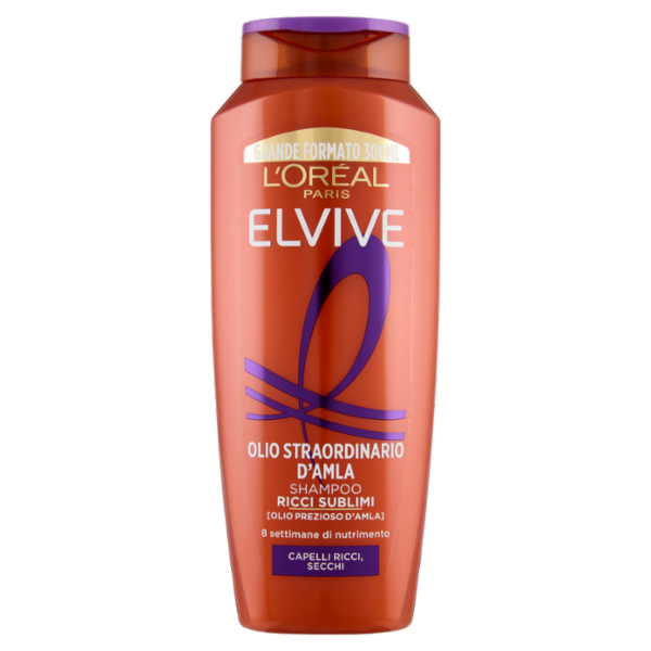 Elvive Olio Straordinario d'Amla Shampoo Ricci Sublimi, per Capelli Ricci, Secchi, 300 ml