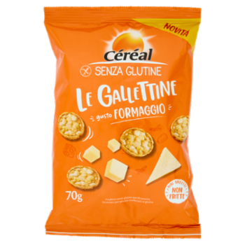 Céréal Senza Glutine Le Gallettine, Gusto Formaggio, Mini Gallette Ai Cereali Non Fritte - 70 g