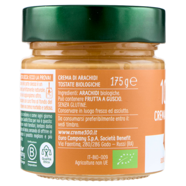 Euro Company 100% Crema di Arachidi Bio 175 g