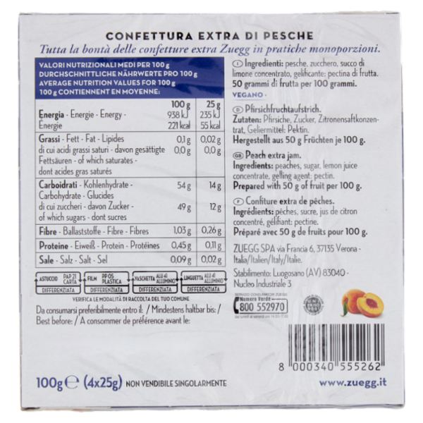 Zuegg Confettura Extra Pesche 4 x 25 g