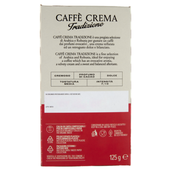 Caffè Molinari Caffè Crema Tradizione 18 Cialde Monodose per Macchine Espresso 125 g