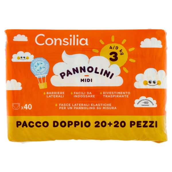 Consilia Pannolini per Bambini Midi 4-9 kg 3 2x20 pezzi