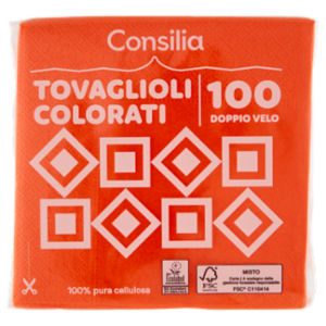 Consilia Tovaglioli 2 Veli 25x25 Cm Arancione 100 Pezzi