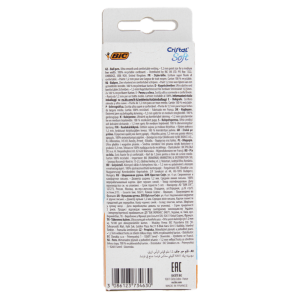 Bic Cristal Soft Penna a sfera Blu 1,2mm 4 pz