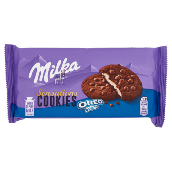Milka Cookies Sensation Oreo, cookies ripieni di crema Oreo - 156g