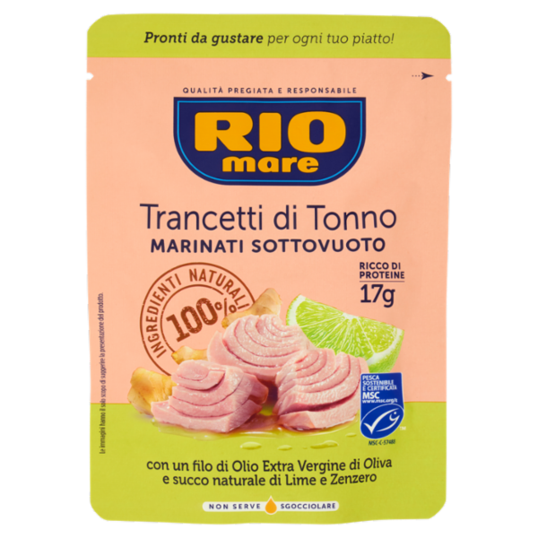 Rio mare Trancetti di Tonno con un filo di Olio Extra Vergine di Oliva e succo di Lime e Zenzero 70g