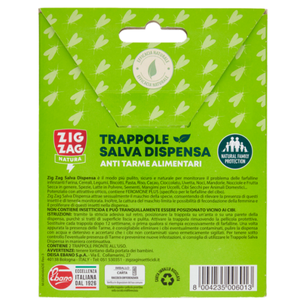 Zig Zag Natura Salva Dispensa Trappole Anti Tarme Alimentari 2 pz