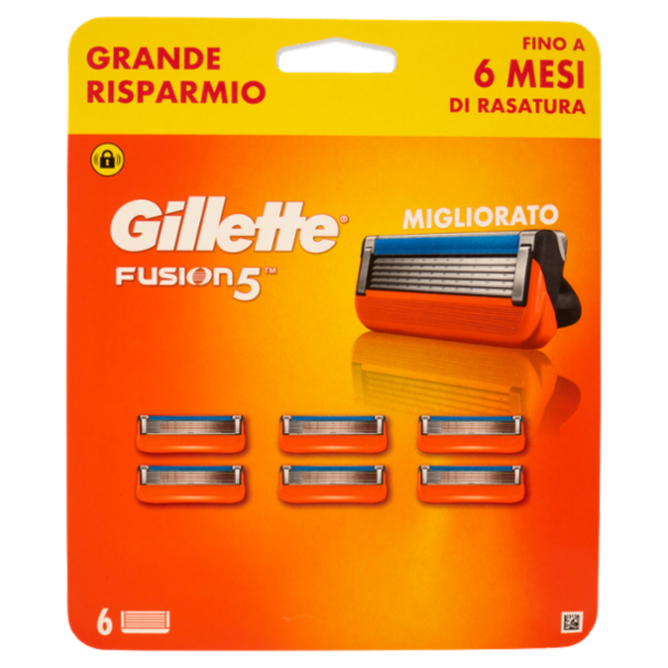 Gillette Lamette di Ricambio per Rasoio da Uomo Fusion5, 6 Ricariche