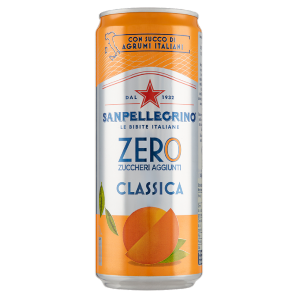 SANPELLEGRINO Classica Zero Zuccheri Aggiunti, Lattina 33 cl