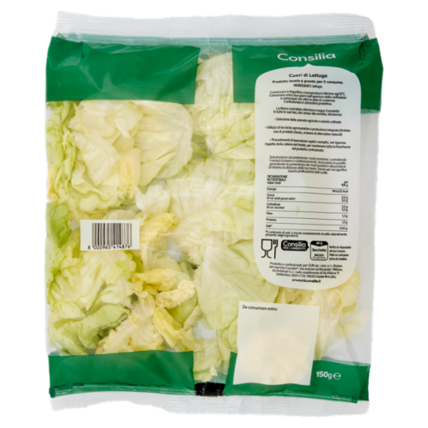 Consilia Cuori di Lattuga Lavati e Pronti per il Consumo 150 g