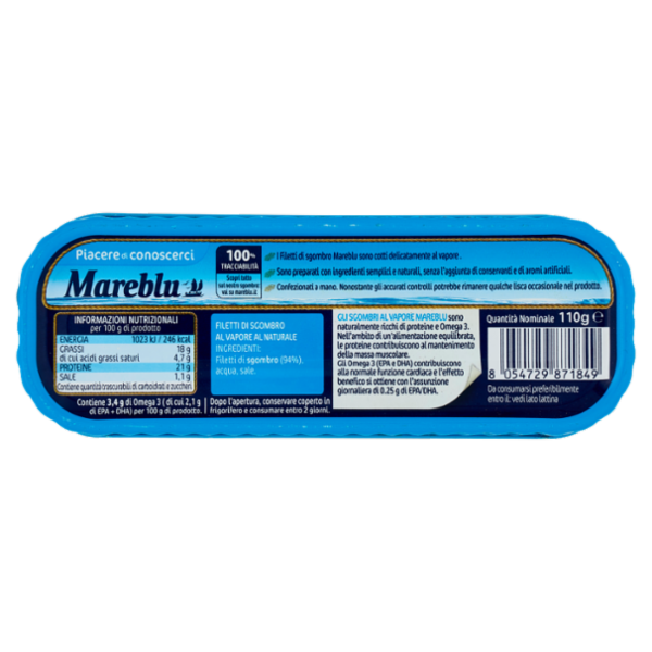 Mareblu Delicatamente al Vapore Filetti di Sgombro al naturale 110 g