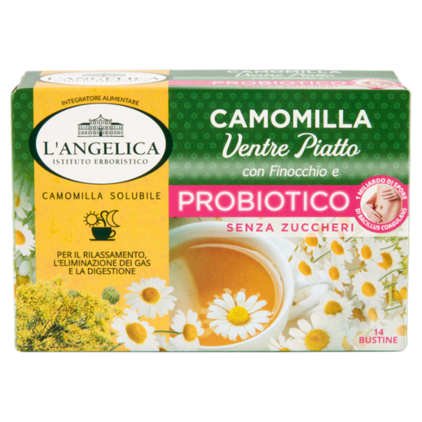 L'Angelica Camomilla Ventre Piatto con Finocchio e Probiotico Senza Zuccheri 14 Bustine 56 g