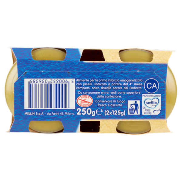 Mellin Piselli 100% Naturale Omogeneizzato 2 x 125 g