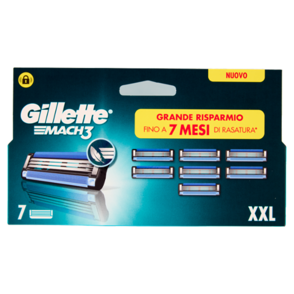 Gillette Mach3 Lamette di ricambio per Rasoio da Uomo, 7 Ricariche