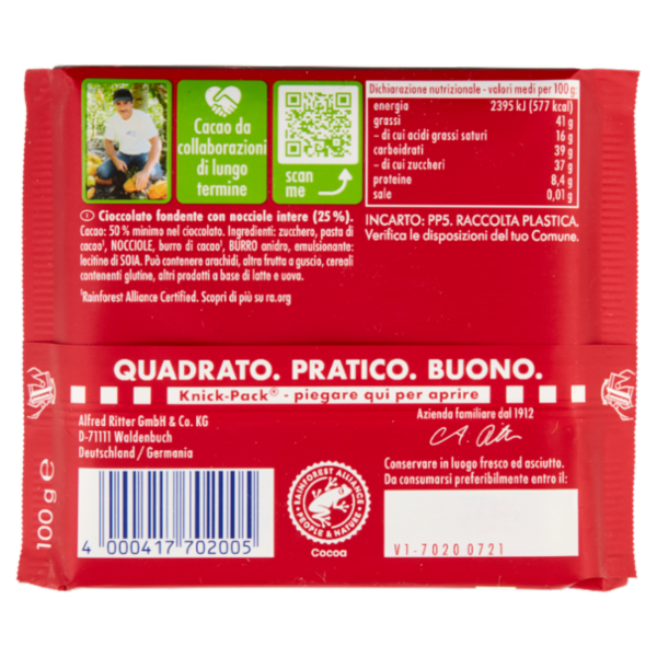 Ritter Sport Special Nuts Fondente con Nocciole Intere 100 g