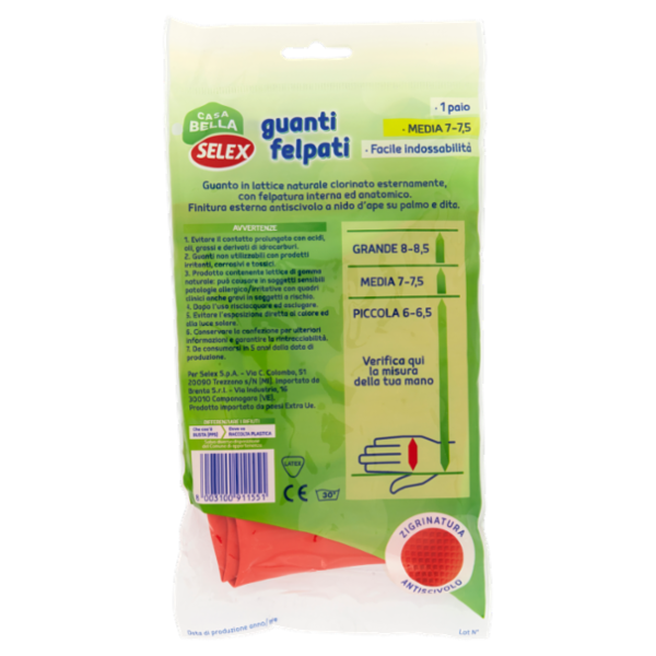 Selex Casa Bella Guanti Felpati Misura Media (7-7,5)