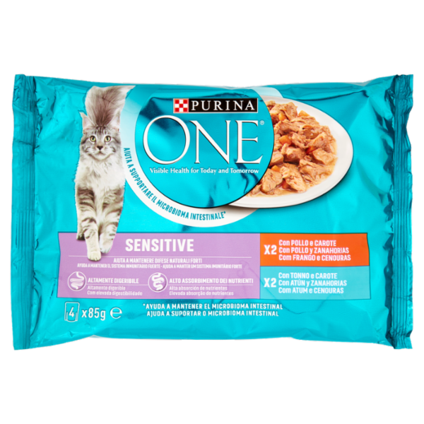 PURINA ONE Single Serve - Sensitive - Pollo e Tonno - 4x85g