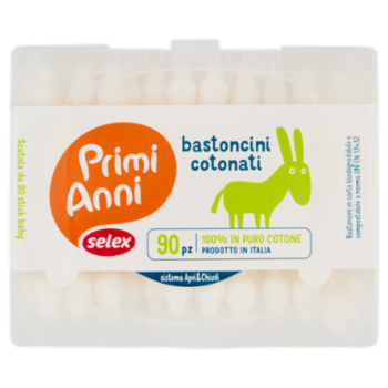 Selex Primi Anni Bastoncini Cotonati Doppia Sicurezza Ideali Per Bambini 90 Pezzi