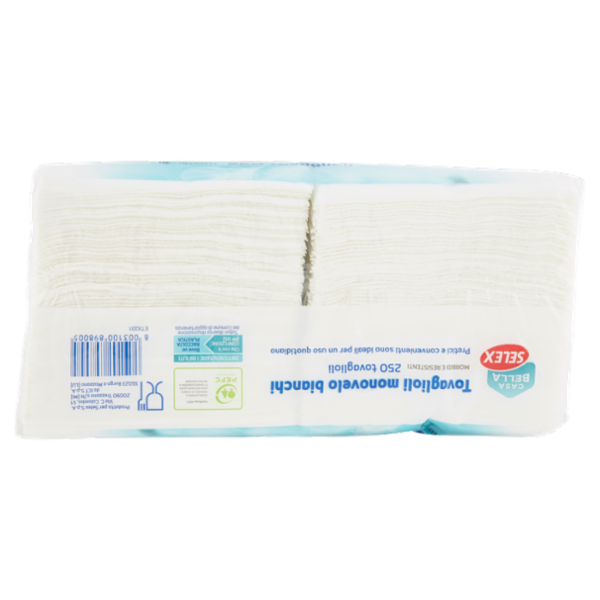 Selex Casa Bella Tovaglioli 1 Velo 33x33 cm Bianchi 250 pezzi